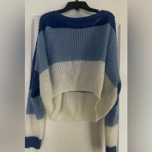 Zaful Navy and Cream Striped Sweater